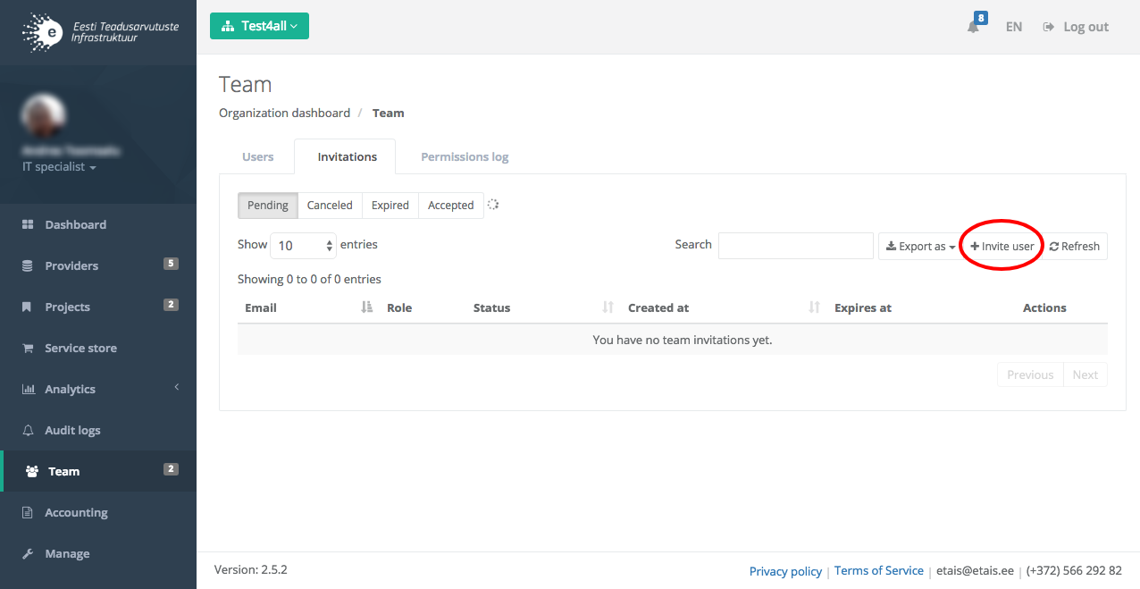 Creating an invite