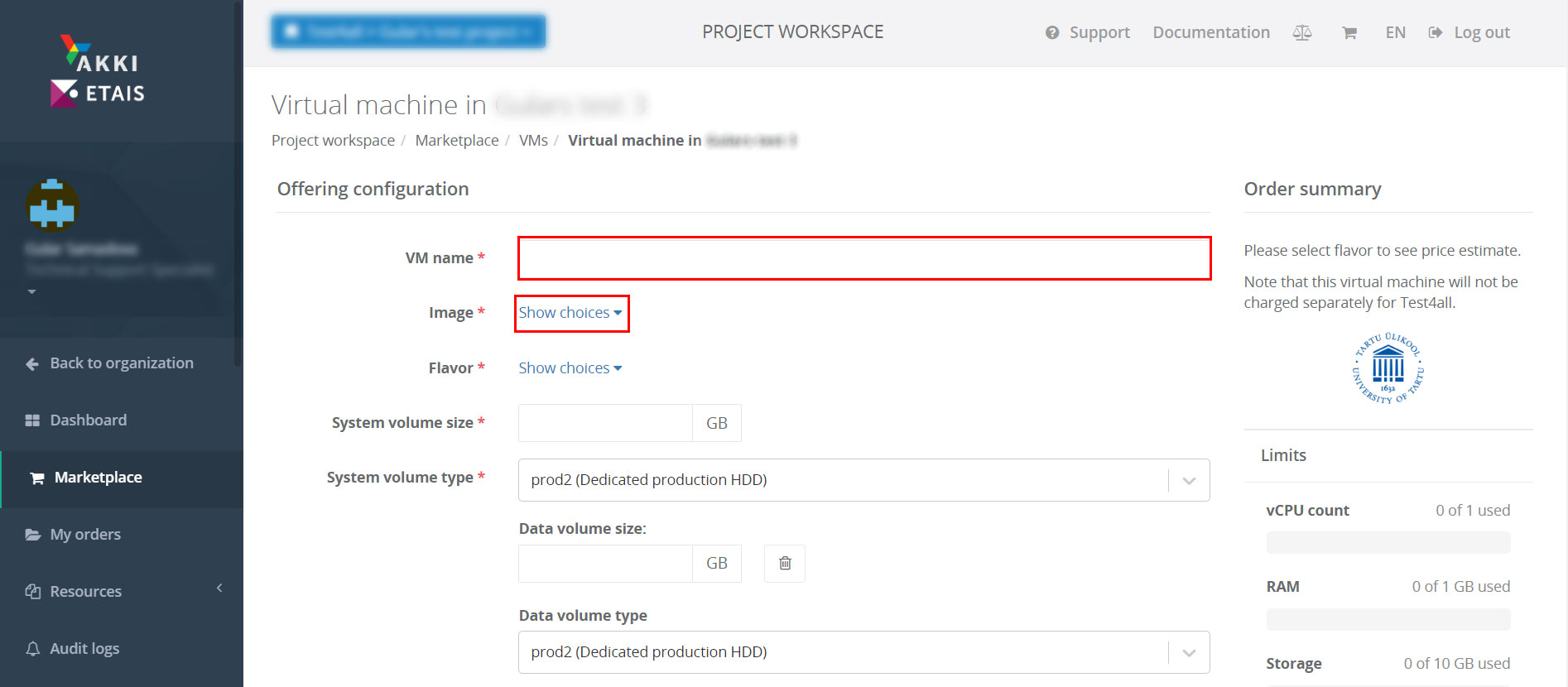 Adding a VM - step 1