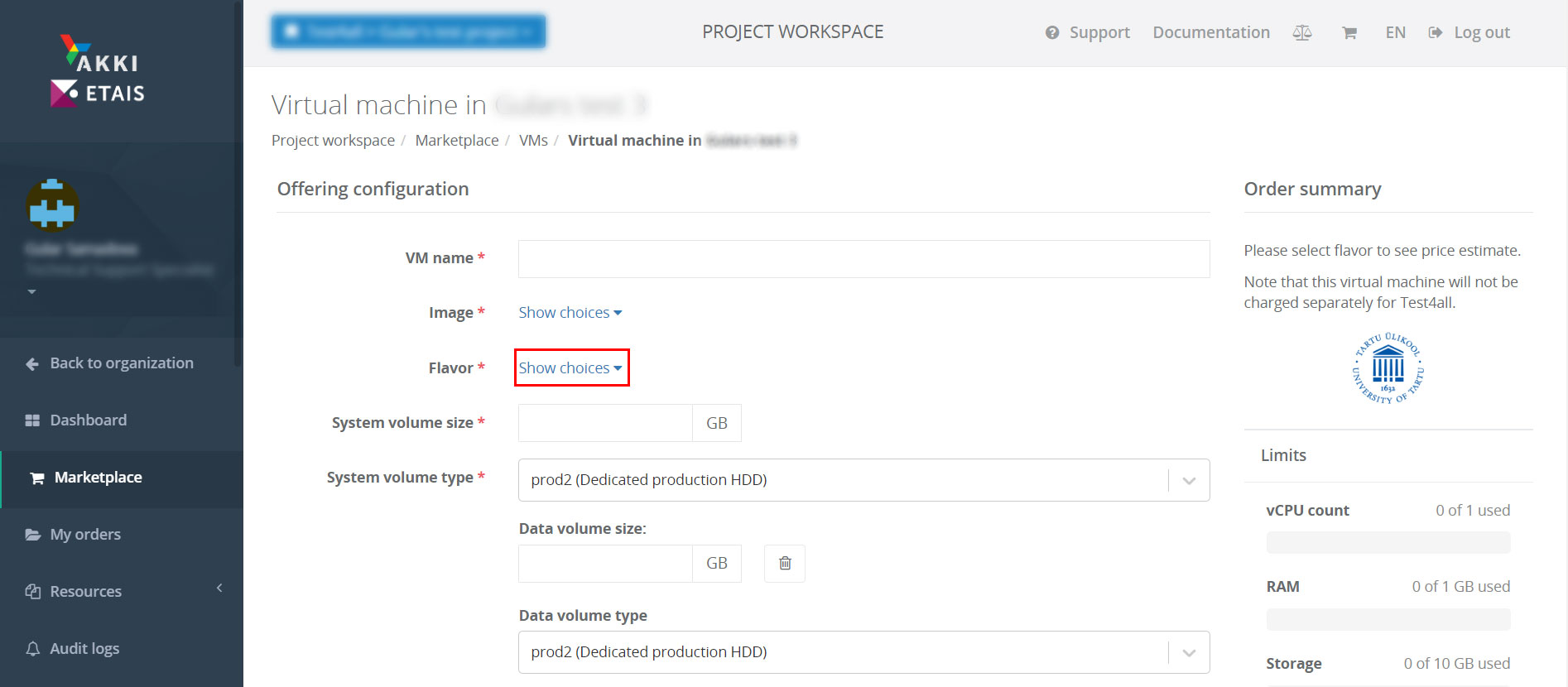 Adding a VM - step 3