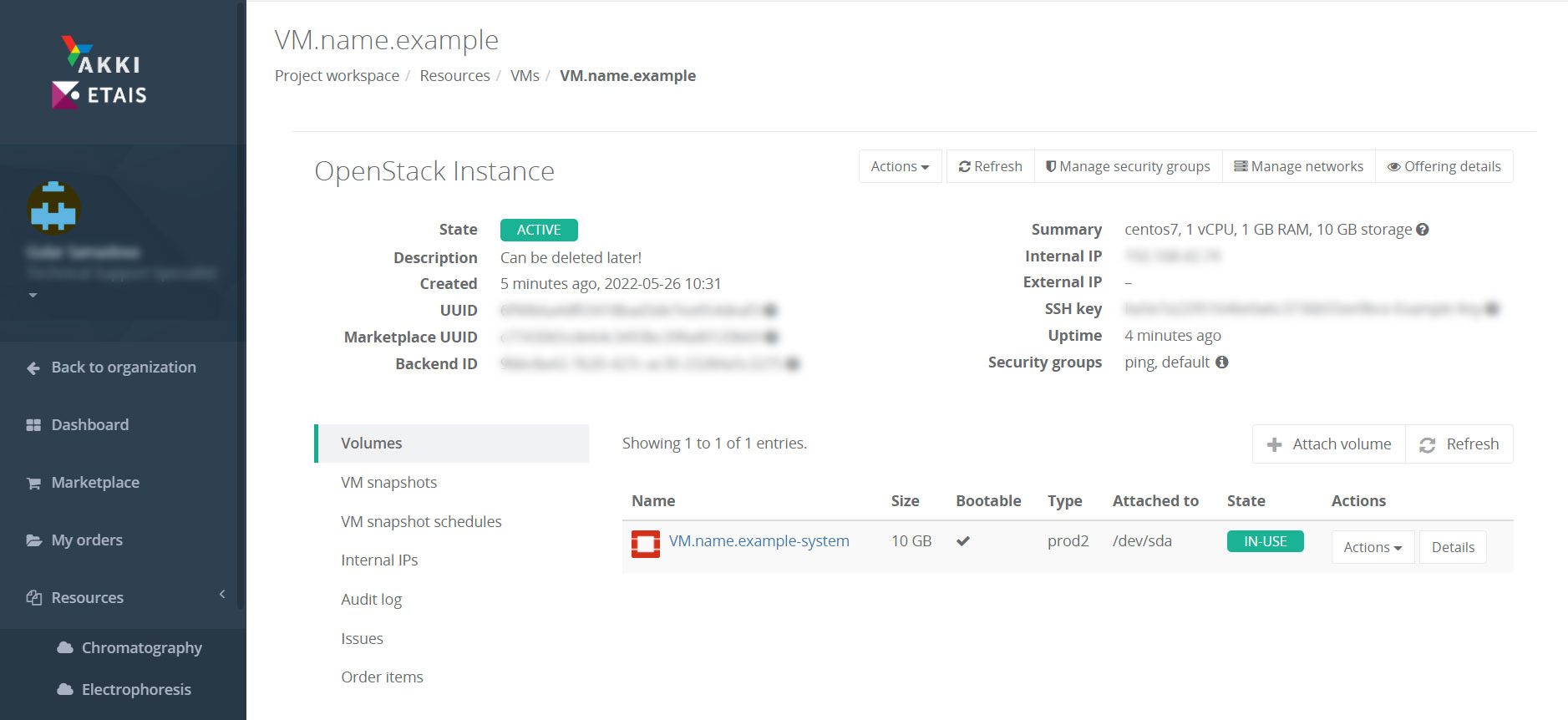 VM details