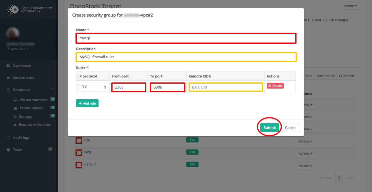Creating SecGroup - step 4