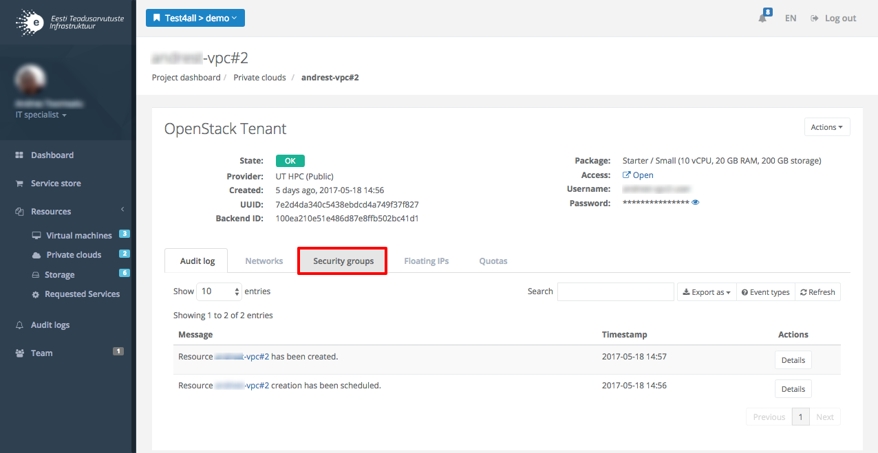 Creating SecGroup - step 2