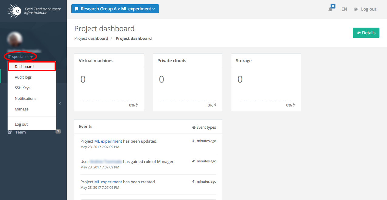 User profile link